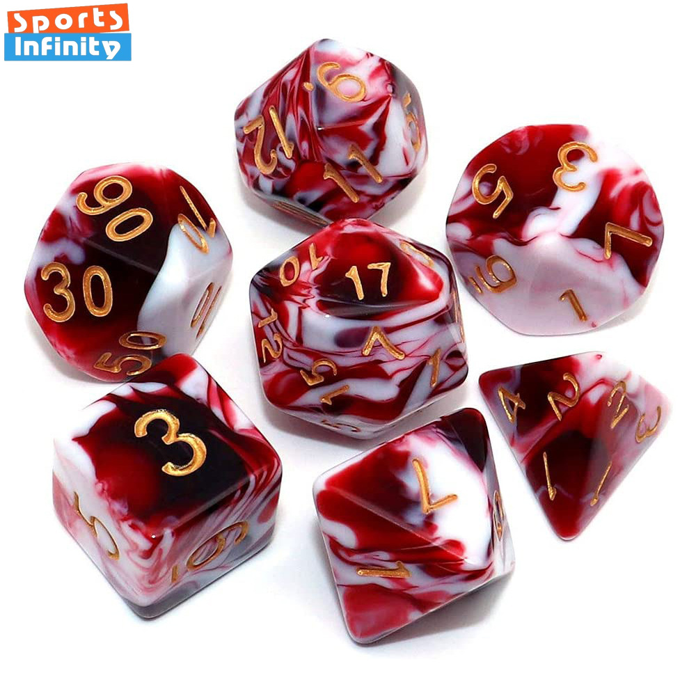 Board Game Font - 7 stks/set Dubbele Kleuren Polyhedrale Dobbelstenen