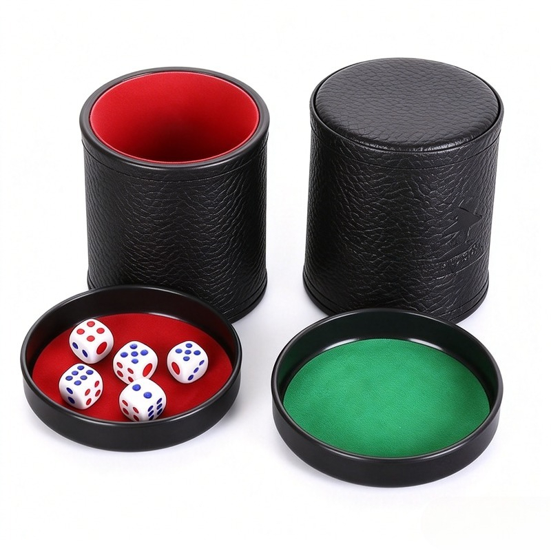 Board Game Yahtzee - Oranje Groene Rode Lederen Dobbelschaal met
