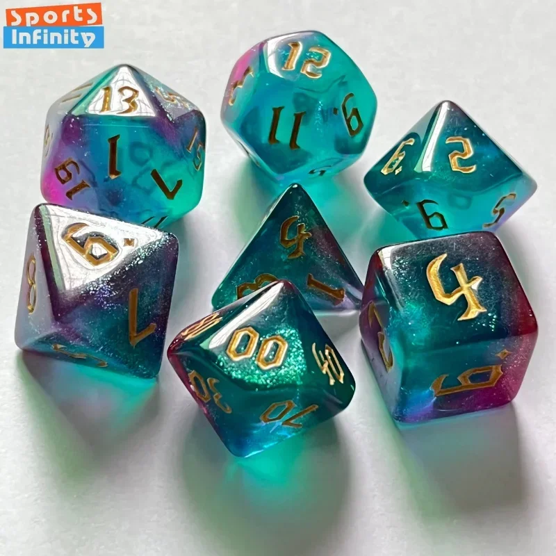 Board Game Font - 7-delig nieuwe dubbele kleuren dobbelstenen polyhedraal