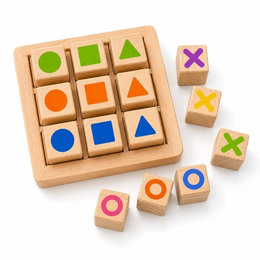 Board Game For 5 Players - Draagbaar houten tic-tac-toe bordspel met handgemaakte