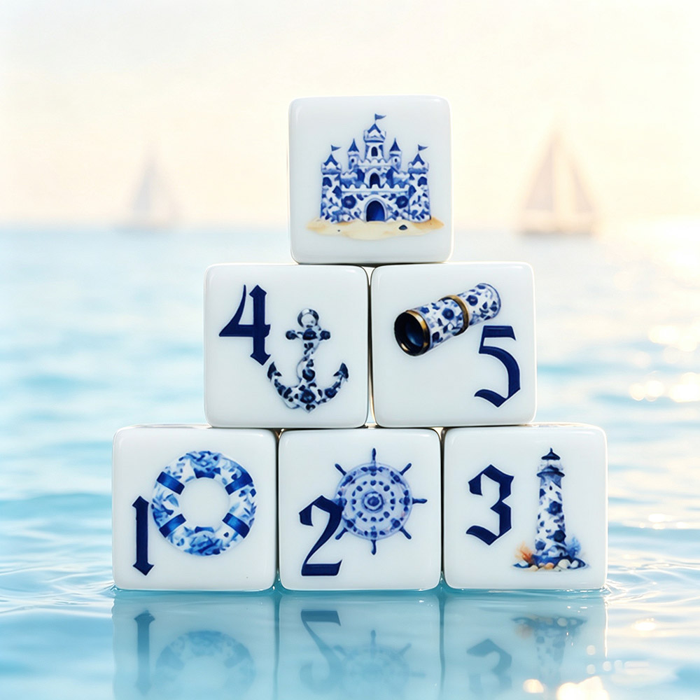 Board Game Arena - 12 stuks blauwe nautische 16MM bedrukte