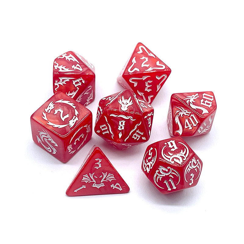 Board Game Font - 7 stuks nieuwe rode kleuren dobbelstenen
