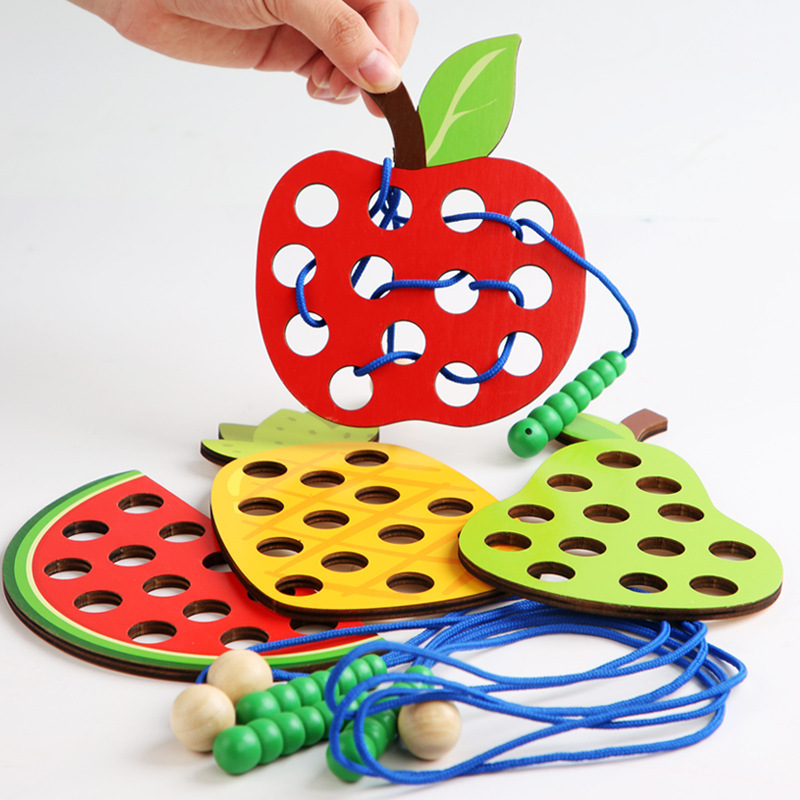 Board Game Fun - 1Set Kinderen Plezier Montessori Vruchten Threading