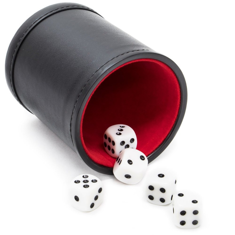 Board Game Yahtzee - Leren dobbelstenenbeker, stil schuddend, met flanellen