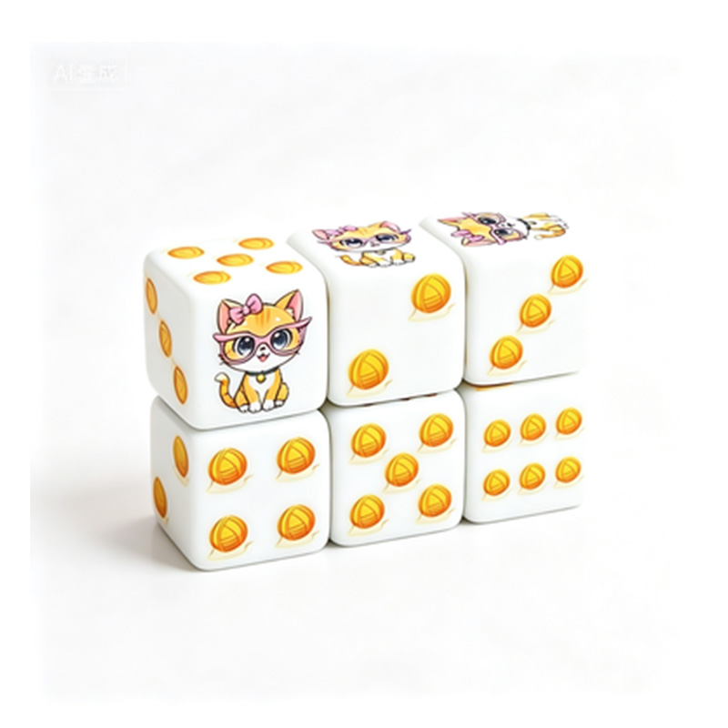 6 stuks Cat Paw Print polyhedr - Board Game Arena recensie en prijs